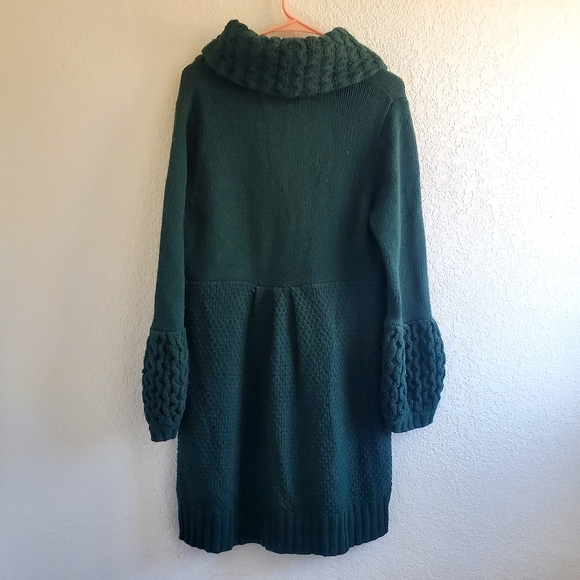 Old Navy Green Knit Long Cardigan Coat  Winter Cozy Wool Blend - Picture 2 of 6